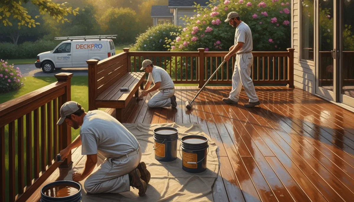 Deck painting service in Beverly, MA protecting coastal wood from salt air and weather